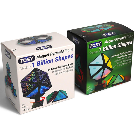 TOSY Magnet Pyramid - 1 cube transforms into 1 billion shapes, 243 magnets, glowing, spinner accessories, puzzle toy, Easter/Valentine's/Birthday gift, Set 1 Stone 1 Glow