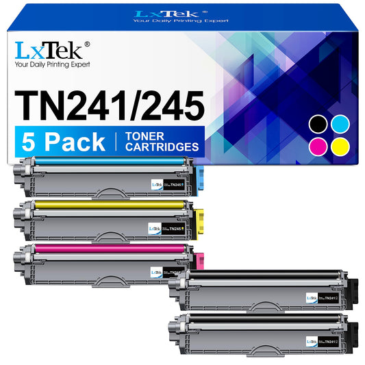 LxTek TN241 Compatible Toner for Brother MFC 9332CDW, Brother DCP 9022CDW, TN 241, TN245, HL-3142CW, MFC-9142CDN, HL-3152CD, HL-3140CW, DCP-9017CDW, MCF-9342CDW, MFC 9340CDW (5-Pack)