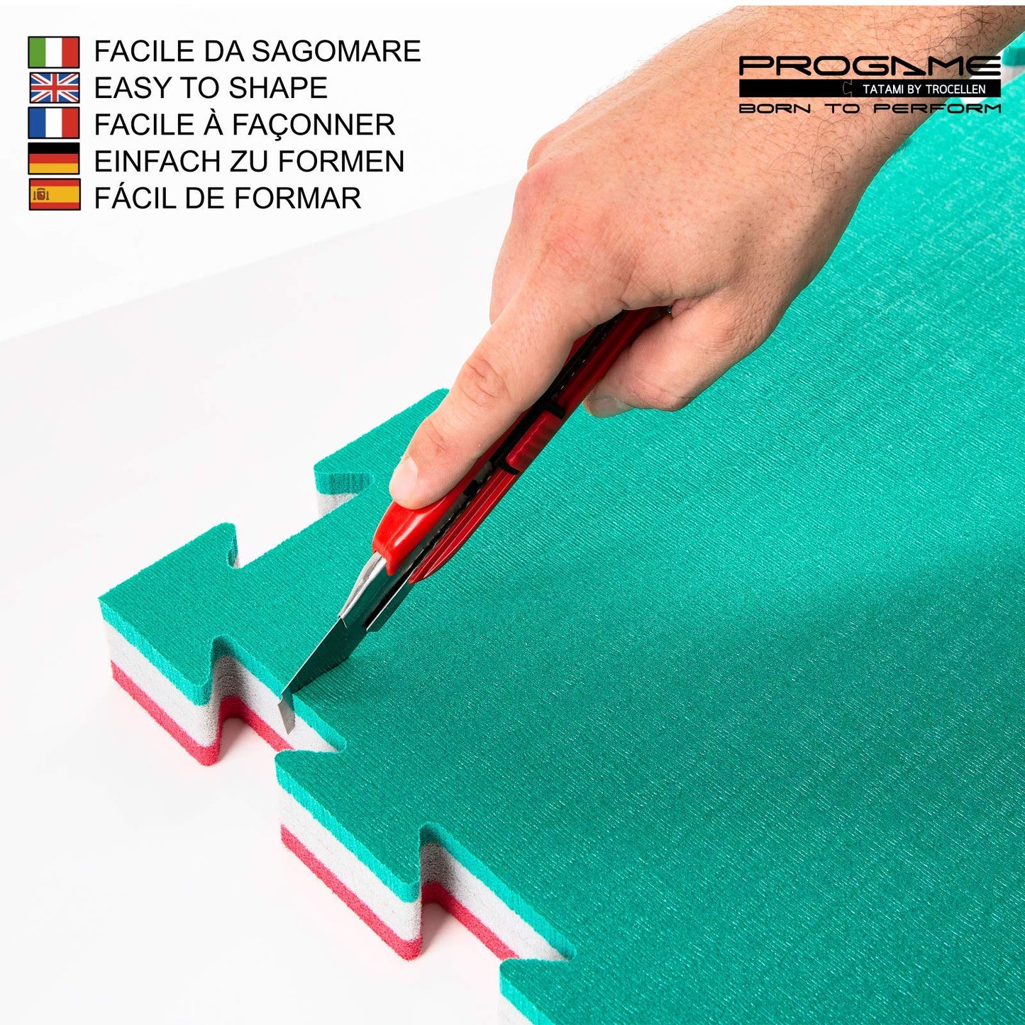 PROGAME Tatami Mat 4 cm Kit 8 pieces PERFORMANCE-HOME Green/Red 50x50 cm. Judomat.
