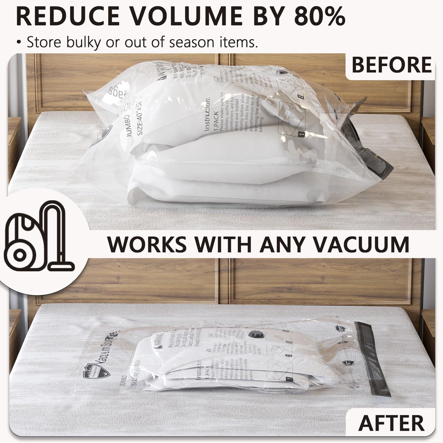 Vacuum storage bags, 10 small bags with electric pump, 10 small travel clothing, space-saving compression bags for clothes, pillows, duvets, blankets.