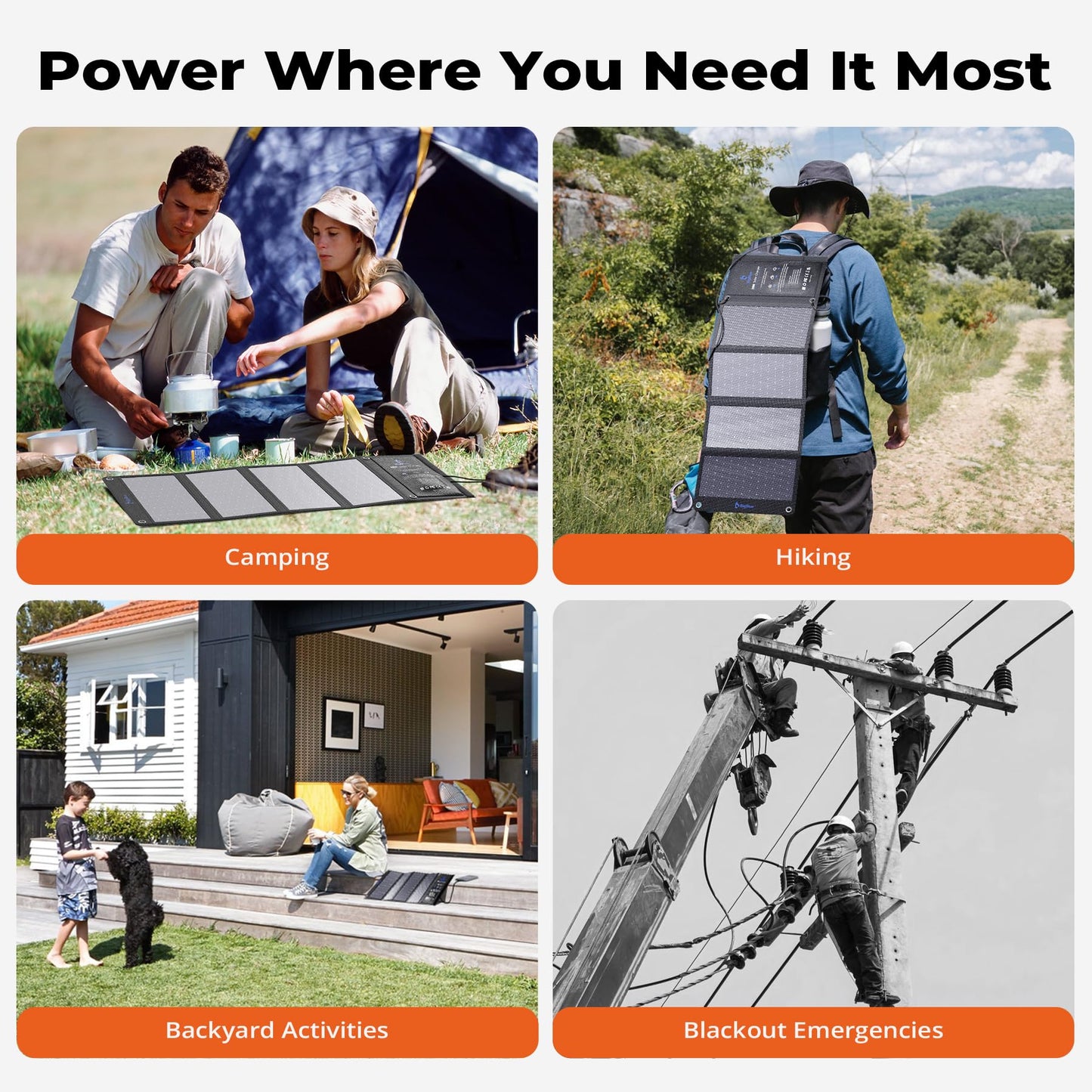 BigBlue 28W Portable Solar Charger with 2 USB C + 1 USB A Ports (4.8A total), IP44 Waterproof Solar Panel, Foldable, Ideal for Outdoor Activities, for Recharging USB Devices - iPhone Android GoPro.