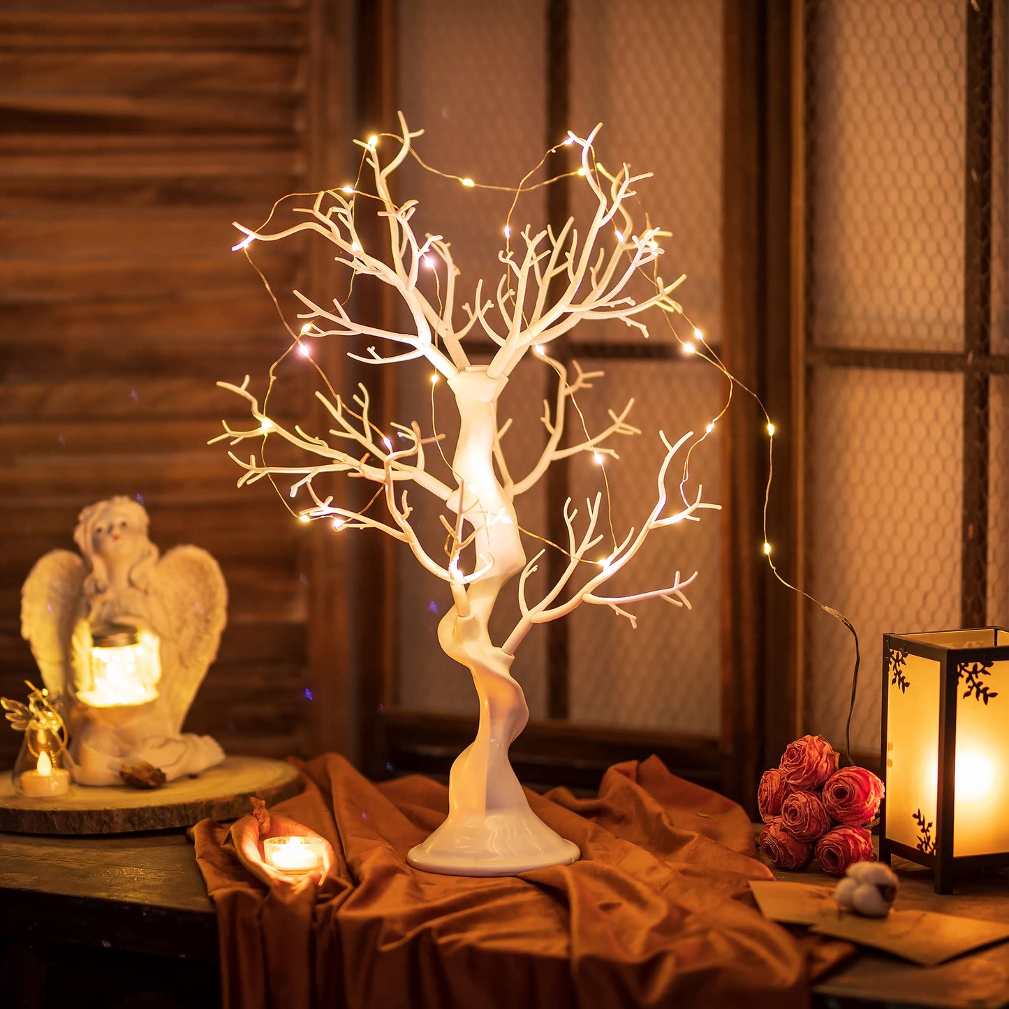 White Artificial Tree Branch Tree - 58cm Tall Christmas Tree for Table Decoration Tree Display Big Easter Tree Wish Tree for Wedding Halloween Birthday Christmas Home Decoration