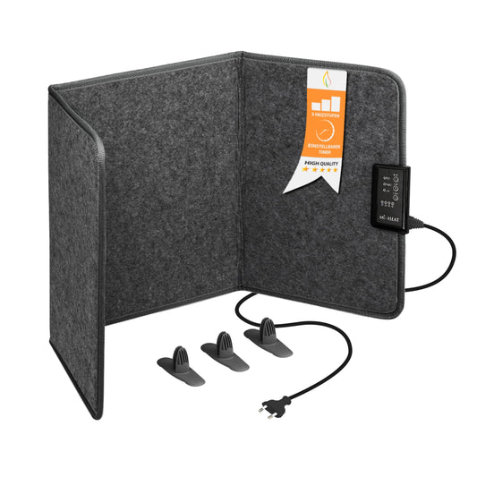 Mi-Heat Infrared Desk Heater Panel 260W | Floor Heater for Office Desk Workspace Under the Table | Temperature up to 140°F Foldable, Gray