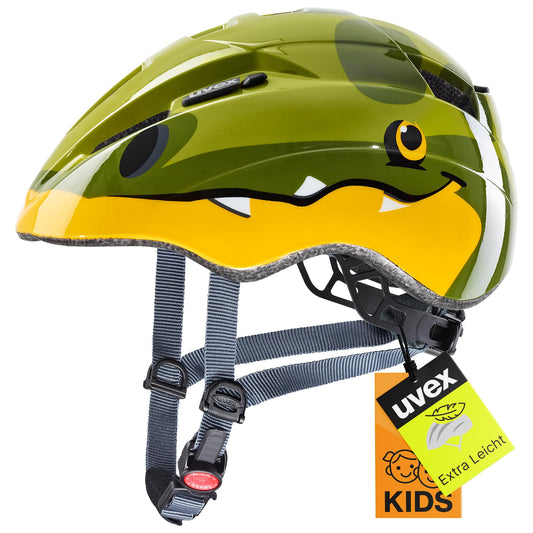 uvex Kid 2 - Lightweight bike helmet for kids - adjustable size - expandable with LED light - Dino design - 46-52 cm