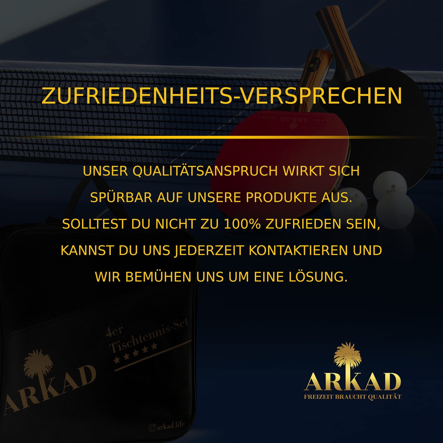 ARKAD Table Tennis Set [Premium] • Table tennis racket set including high-quality table tennis balls & table tennis racket case • Complete table tennis racket set with strong grip