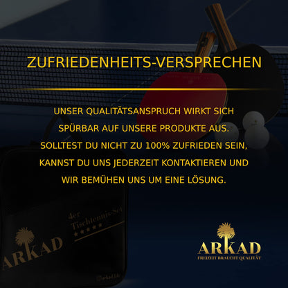 ARKAD Table Tennis Set [Premium] • Table tennis racket set including high-quality table tennis balls & table tennis racket case • Complete table tennis racket set with strong grip