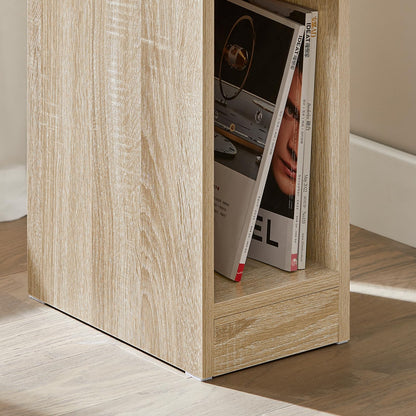 SoBuy 2-piece set of narrow bedside tables with drawer and shelf, nightstand for bedroom living room, natural wood, W20 x D35 x H60 cm FBT111-Nx2