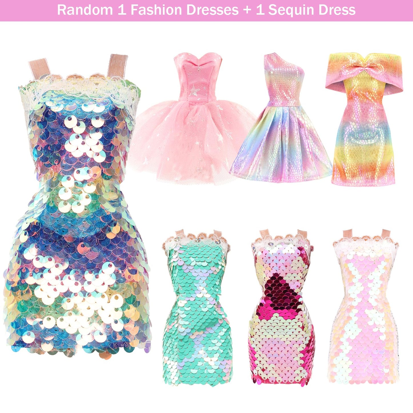 Miunana 110+ clothing for dolls Doll clothing Fashion dresses Tops Blouse Pants Evening dresses Swimsuits Mini dresses Shoes Hangers Handbag Wings Accessories for 11.5 inch girl dolls