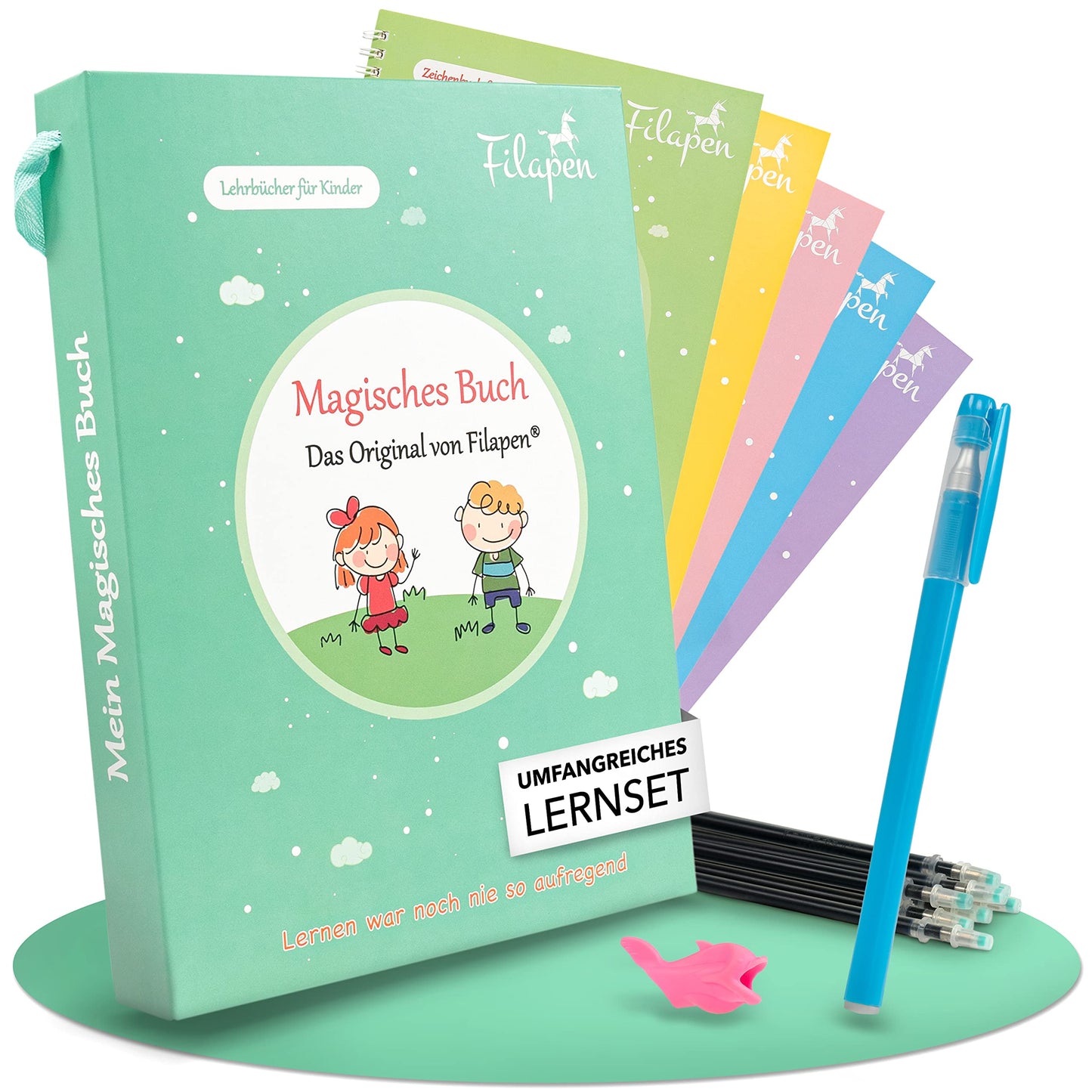 Filapen® 5 Piece Magic Exercise Booklets German I Reusable Exercise Booklets for Preschoolers I Preschool Reading Learning I Ideal for School Entry I Writing Learning I 26cmx18cm