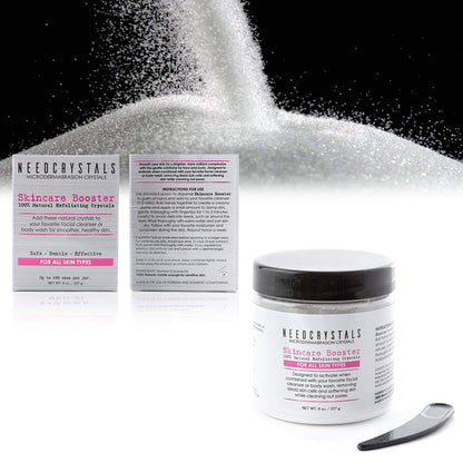 NeedCrystals Microdermabrasion Crystals, facial scrub. Natural face scrub for dull or dry skin improves scars, blackheads, pore size, wrinkles, spots, and skin texture. 227g