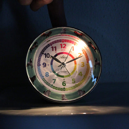 Atlanta children's alarm clock girl without ticking green horses - 1982-6