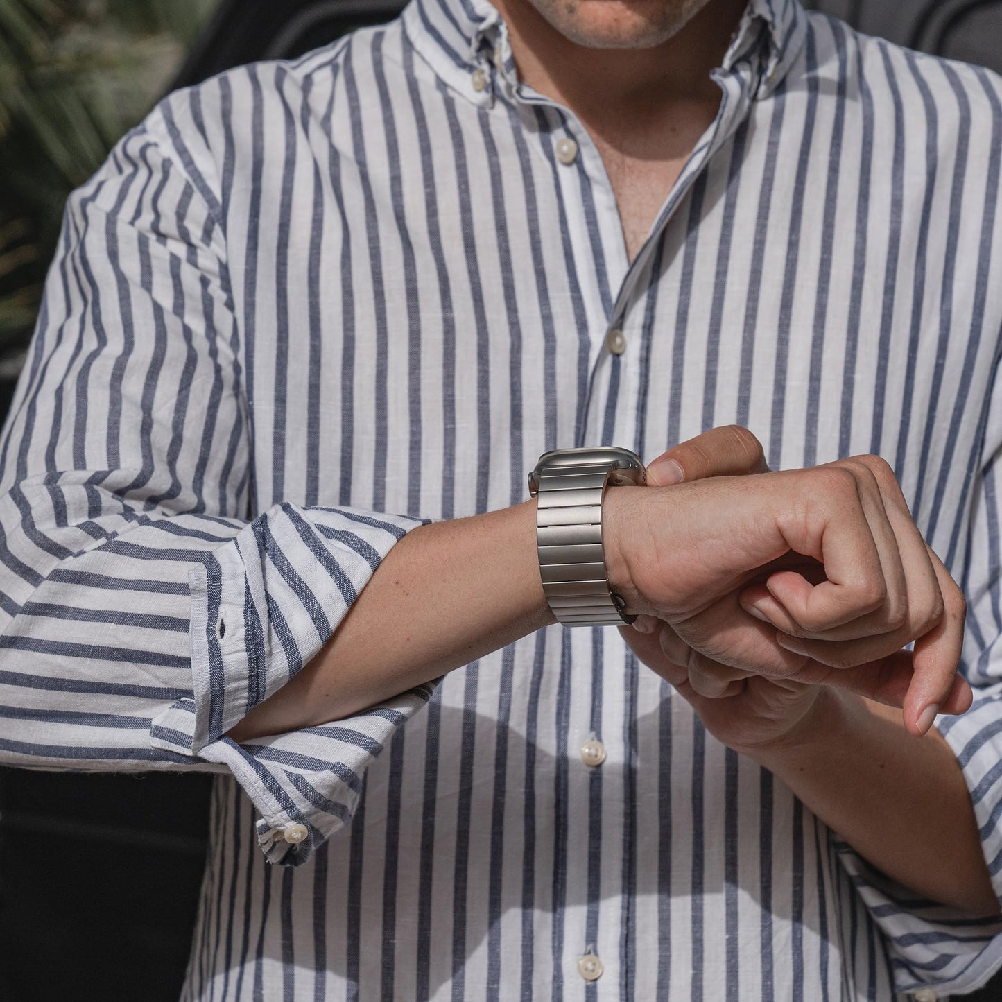 Arctic Phantom Titanium Bracelet compatible with Apple Watch Series 1, 2 49mm, Grade 2 titanium link bracelet [Sandblasted with DLC coating], [Butterfly clasp], [Ultra-lightweight] (Natural)