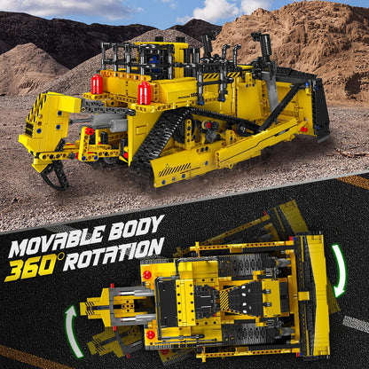Mould King Technic Bulldozer, with remote controlled construction toy, 2.4 GHz RC truck kit, motorized technical vehicles (1508 pieces)