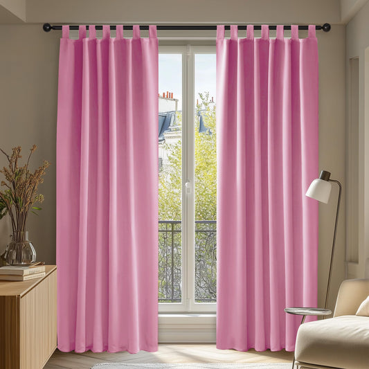 Deconovo blackout curtains for kids' room, 245x140 cm, pink, set of 2.