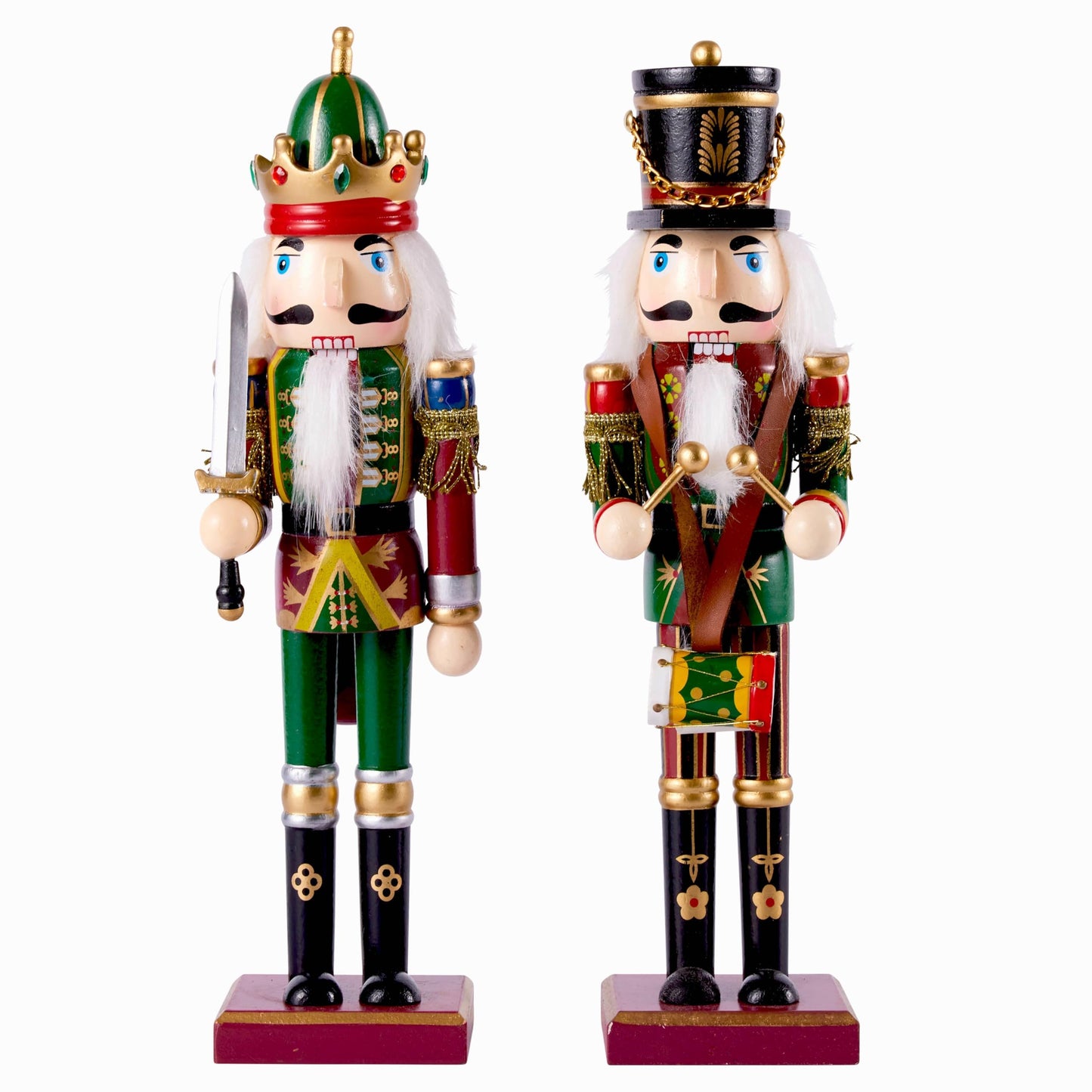 THE TWIDDLERS 2 Large Nutcracker Christmas Figures made of wood, 30cm - Traditional Christmas decor High-quality pine wood, indoor Christmas decorations, Classic ornaments & movable parts