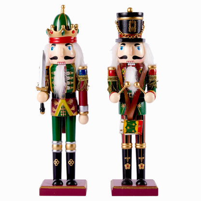 THE TWIDDLERS 2 Large Nutcracker Christmas Figures made of wood, 30cm - Traditional Christmas decor High-quality pine wood, indoor Christmas decorations, Classic ornaments & movable parts
