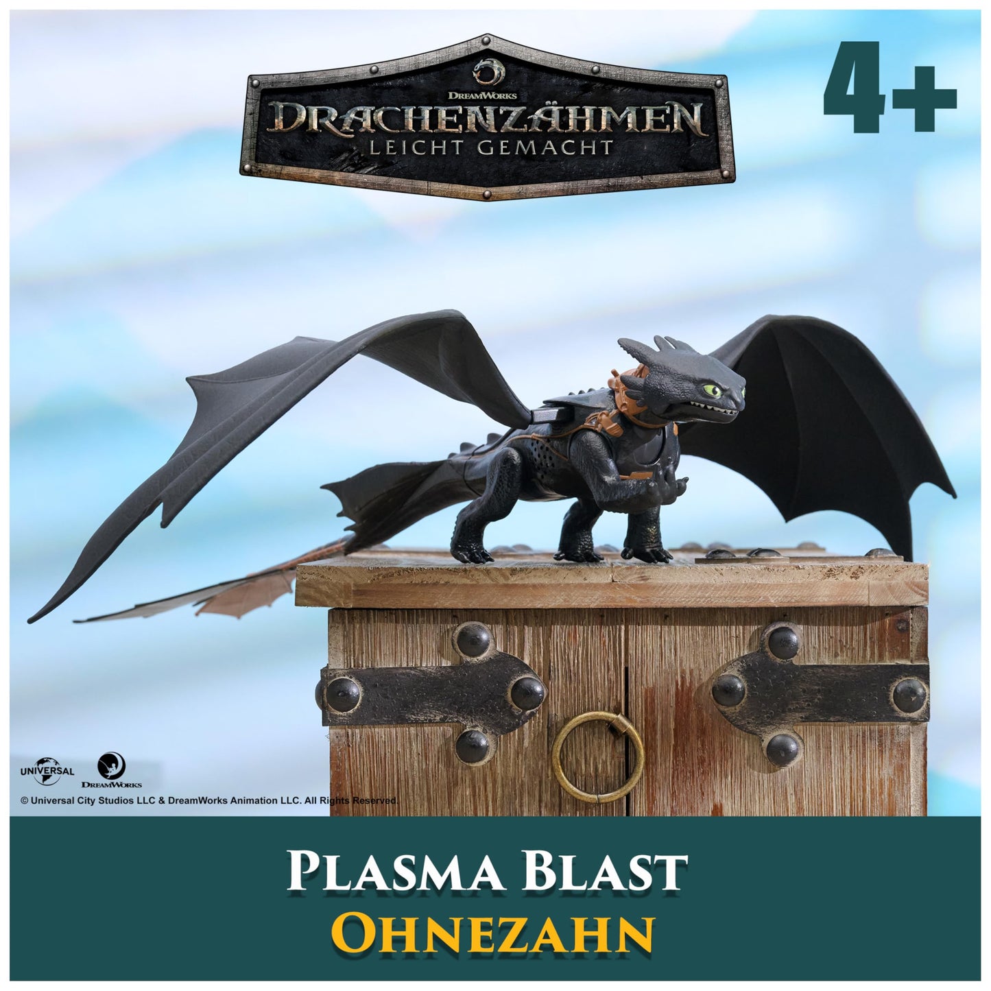 Dreamworks How to Train Your Dragon, Plasma Blast Toothless, 51cm dragon figure with light and sound effects, toy for kids aged 4 and up.