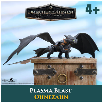 Dreamworks How to Train Your Dragon, Plasma Blast Toothless, 51cm dragon figure with light and sound effects, toy for kids aged 4 and up.