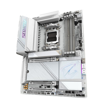 GIGABYTE X870E AORUS PRO Ice motherboard - Supports AMD Ryzen 9000 CPUs, 16+2+2 Phase Digital-VRM, up to 8000MHz DDR5 (OC), 3xPCIe 5.0, Wi-Fi 7, 2.5GbE LAN, USB 4.