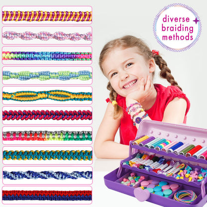 Friendship bracelet making kit for girls, arts and crafts for kids, DIY string bracelet maker craft, girls' toy, Easter gifts, birthday gifts for children ages (Purple US)