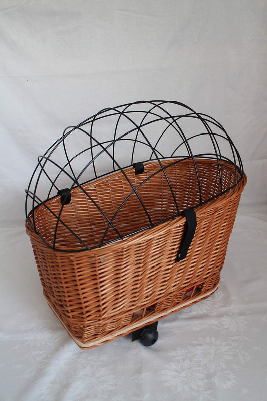 Marcus dog bicycle basket XXL for luggage rack made of wicker with metal grid and cushion luggage rack basket shopping basket