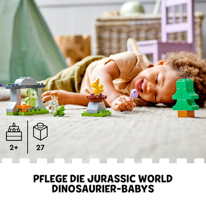 LEGO 10938 DUPLO Jurassic World Dinosaur Kindergarten with baby dino figures and Triceratops, toy and bricks for toddlers from 2 years old, girls and boys.