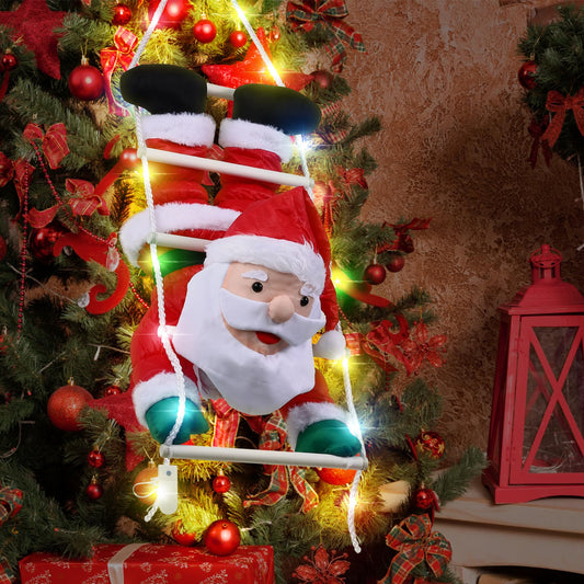 Climbing Santa Claus, Aceshop 34" Hanging Christmas Santa Decorations with LED light Christmas Ornaments Filled Plush Santa Claus Doll Gift for Christmas Decoration