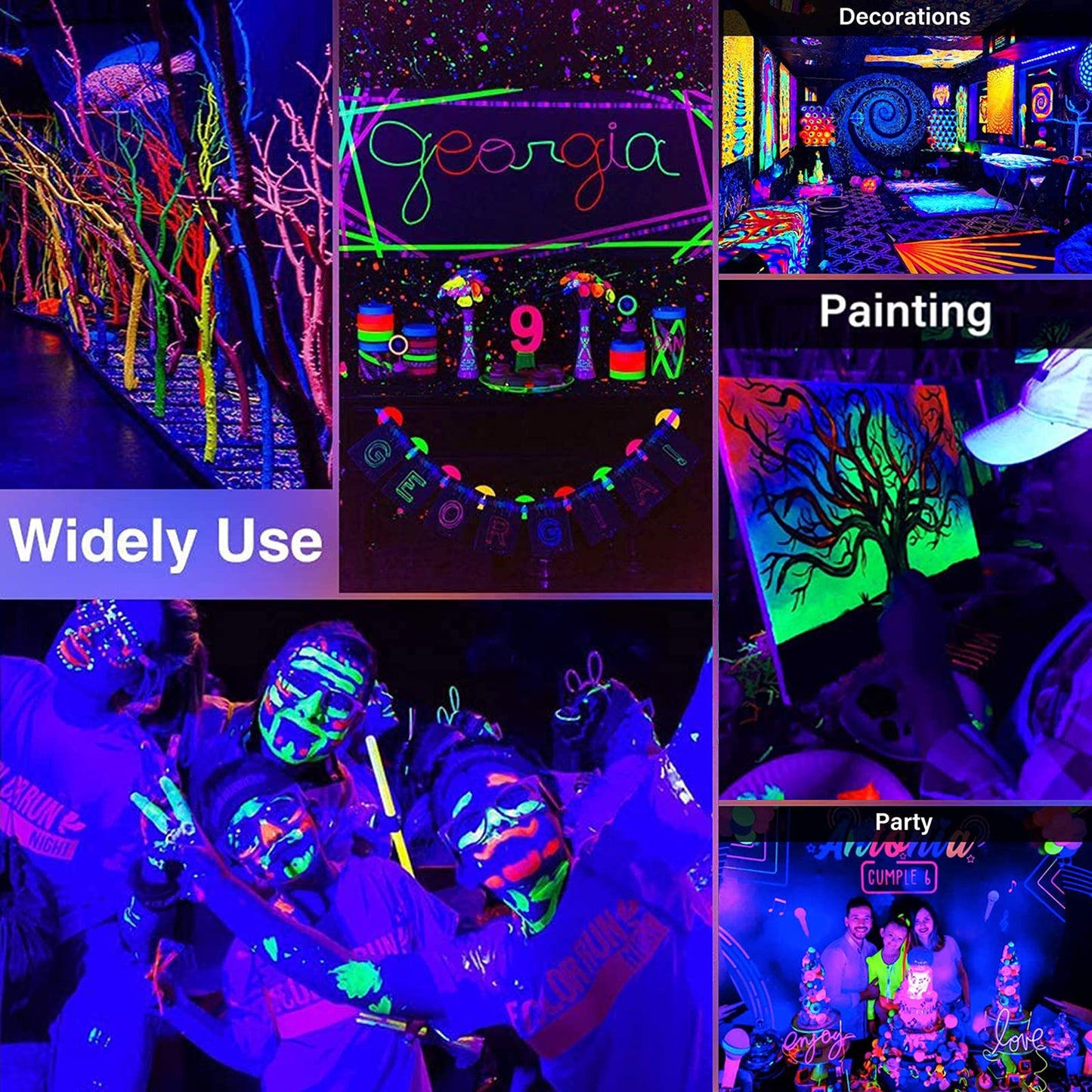 BOSITE LED Blacklight Spotlight, 100W UV Party Light, Blacklight with Cable Floodlight IP66 Waterproof Lamp for Halloween, Aquarium, Concert, Party, Bar, Neon Colors.