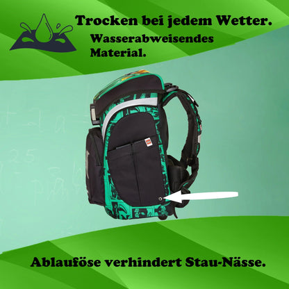 Familando Ninjago school bag set for boys with school cone 85 cm and gym bag - ergonomic, sturdy - 16 L volume, water repellent - With chest and hip belt - Complete set for 1st grade elementary school.