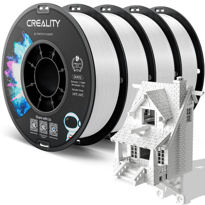 Creality PETG Filament 1.75mm, High Precision, Strong Toughness, Odorless, Better Flow, 2kg 3D Printer Filament, 1.75mm Accuracy +/- 0.03mm, PETG White 4 Pack.