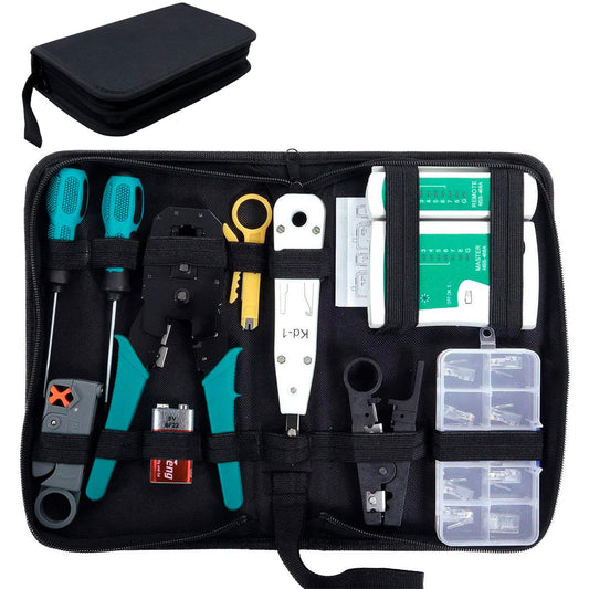 SGILE 12 in 1 Network Tool Set for RJ45, RJ11, RJ12, Repair Tools, Cable Tester Kit, Patch Cable Tester, LAN Cable Tester for DIY Home Computer Maintenance.
