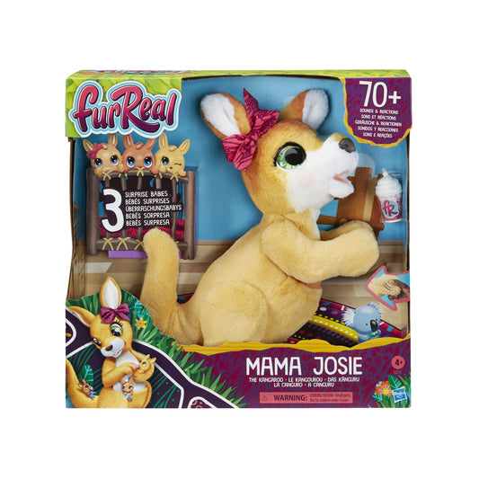 Hasbro Josie, the Kangaroo, interactive plush toy, 70+ sounds and reactions, for ages 4 and up, E6724, Yellow.