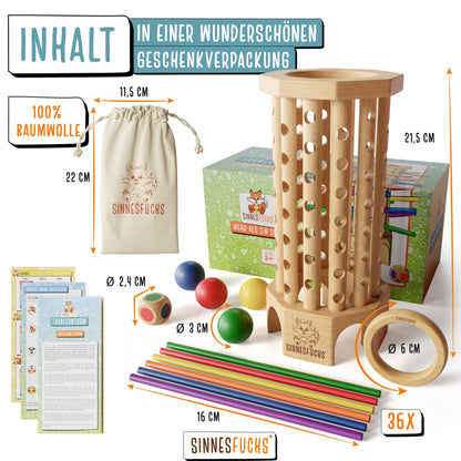 SENSESFOX® Color Learning Tower - FSC® 100% - Montessori toy from 3 years - wooden toy with educational value - learning games from 3 years - children's color stick wooden game - children's games from 4 years