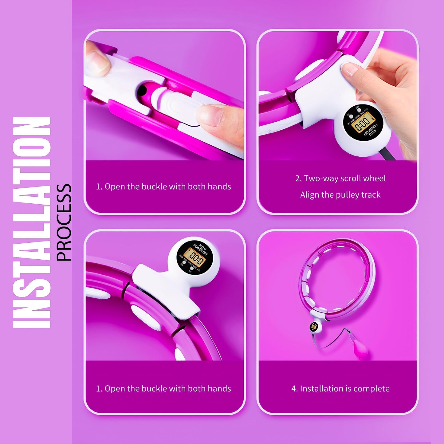 Active 100 Smart Weighted Hula Hoops, Hula Circle Detachable Fitness Ring with 360 Degree Auto-Spinning Ball Massage, Gymnastics, Adult Fitness for Weight Loss (Purple)