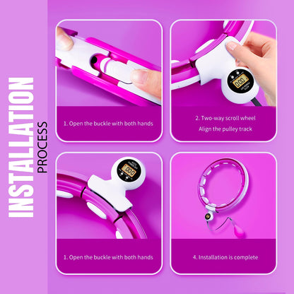 Active 100 Smart Weighted Hula Hoops, Hula Circle Detachable Fitness Ring with 360 Degree Auto-Spinning Ball Massage, Gymnastics, Adult Fitness for Weight Loss (Purple)