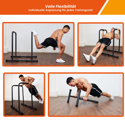DH FitLife Dip Bars | Dip Station | Home Gym Workout Equipment | Parallettes Calisthenics Training Gear | Strength Training Bars adjustable from 80-100 cm