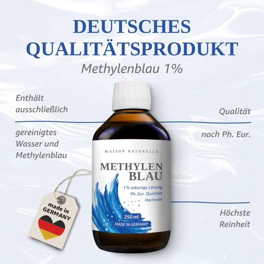 Methylene blue (250ml) high-dose drops | Solution with 99.9% purity | High-dose Methylene Blue | Methylene Blue 1% Solution