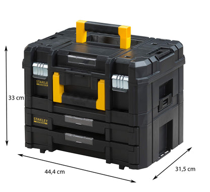 STANLEY FatMax Pro-Stack tool box empty tool case - tool chest (21.5L capacity, with 2 drawers and organizers for small parts, with metal closures) FMST1-71981