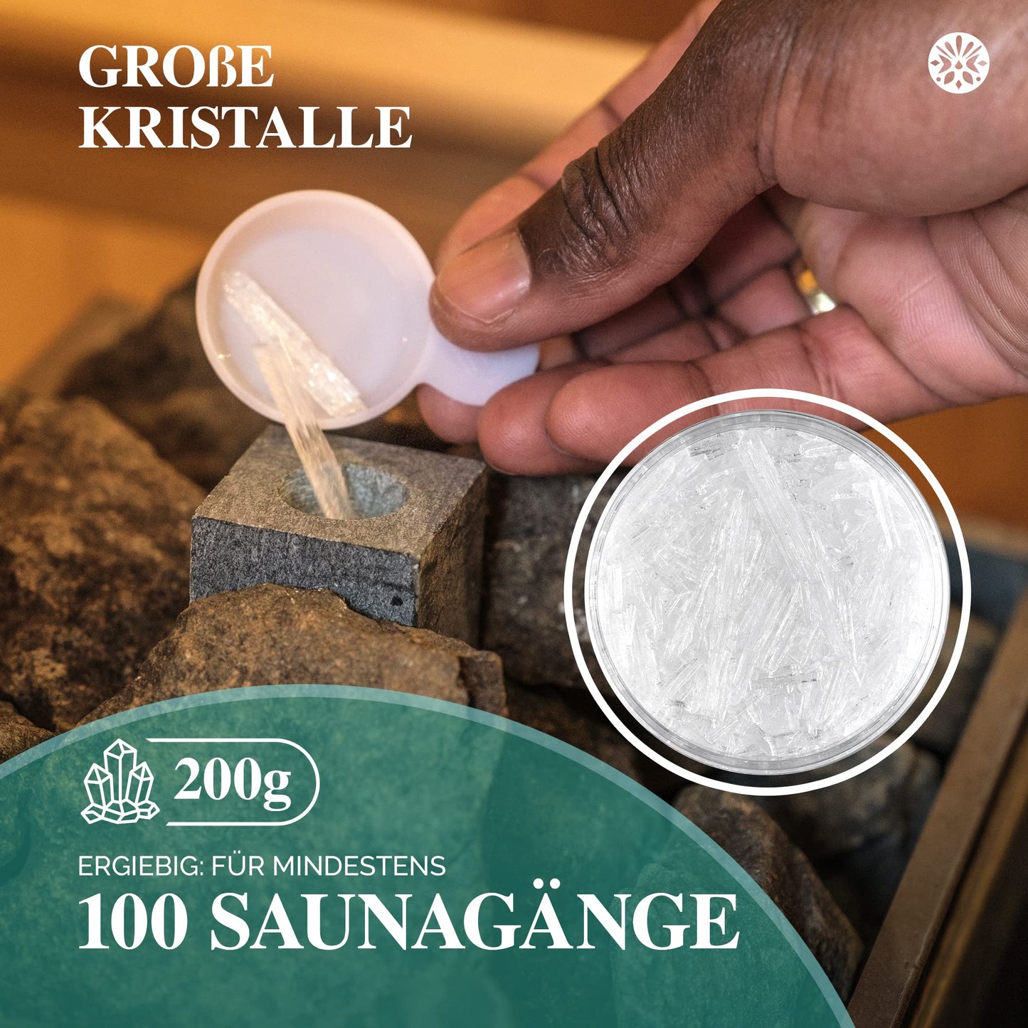 LoWell® 200g menthol crystals made from 100% pure peppermint - Ideal for sauna infusions in a resealable container - Menthol