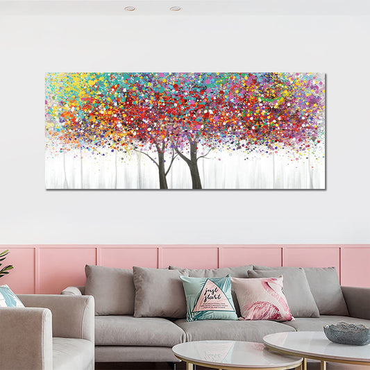 Colorful Tree of Life with Frame Canvas Pictures Red Yellow Tree Canvas Paintings Artwork Posters Photo Picture on Canvas Wall Art Home Office Living Room Bedroom Decorations 50x120cm