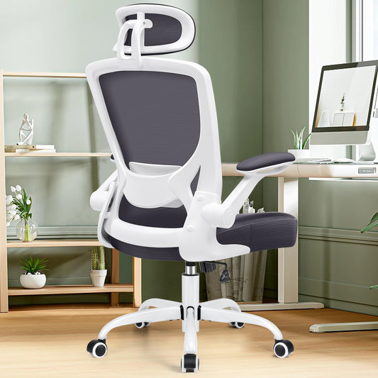 KERDOM Office Chair Desk Chair Ergonomic, Executive Chair with Adjustable Headrest, Armrests, Swivel Chair Tilt Function up to 135° Office Chair 330 lbs Dark Grey