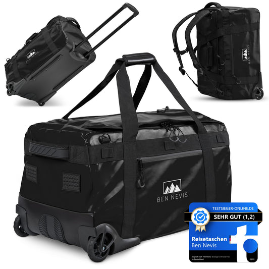 BEN NEVIS ORIGINAL 80L rolling duffle bag – XXL foldable travel & gym bag, water-resistant, durable & compact
