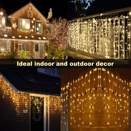 Nurkoo LED Meteor Shower Lights, 10m 400 LEDs for indoor and outdoor use, GS certified, IP44, 8 modes with memory function remote control timer for room, eaves, Christmas, stairs, railing.