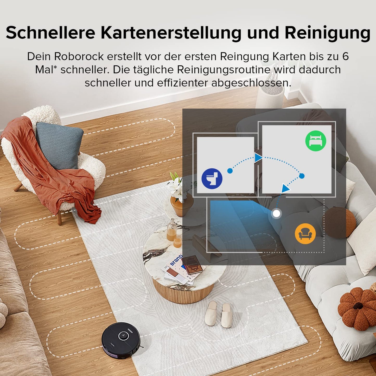 Roborock S8 robot vacuum with dual brushes, 6000Pa suction, 3D structured obstacle avoidance, compatible with Alexa for pet hair (Upgrade S7).