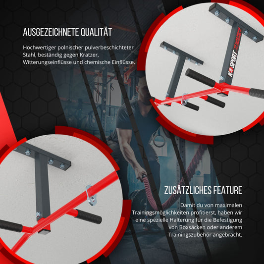 K-Sport: Ceiling mounted pull-up bar I Power station with pull-up bar & 3 grips I Chin-up tower for muscle training I Pull Up Mate, incl. E-Book
