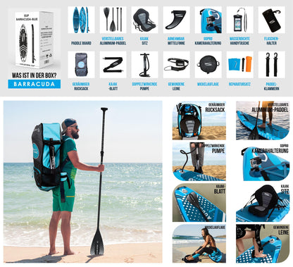 Aqua Spirit SUP Inflatable Stand-Up Paddle Board 2024 | 320x81x15cm | Complete Kayak Conversion Kit with Paddle, Backpack, Pump, and more accessories | Adult Beginners/Experts | 2-year warranty