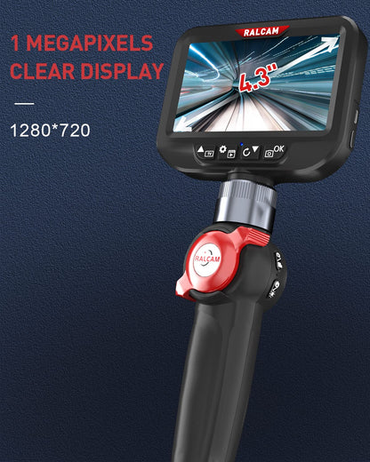 Ralcam Endoscope Camera with Light - 6.2mm Inspection Camera 4.3" HD 720P Pipe Camera, Cameras with 6 LED, IP67 Waterproof 2m Flexible Channel Camera Telescopic Camera Automotive Tool