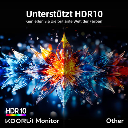 KOORUI 27-inch gaming monitor, 2K QHD 1440P screen, 180Hz 1ms (GTG) curved display, 1500R PC gamer, Adaptive Sync, HDR, anti-glare, 2xHDMI & DP VESA.
