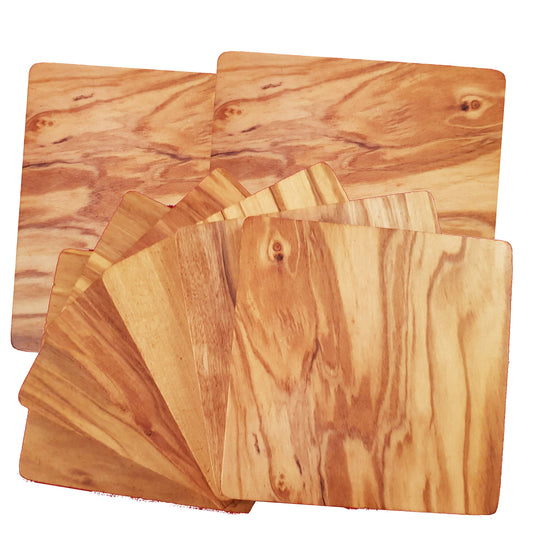 8 high-quality raclette plates/coasters for raclette pans made of olive wood