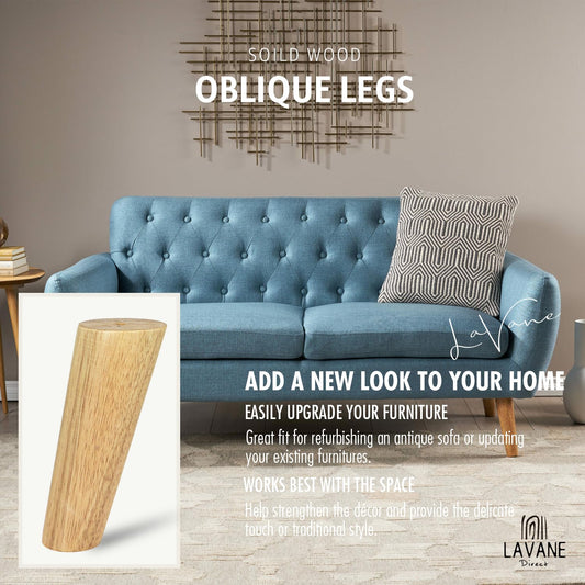 La Vane 4 Pack Solid Wood Furniture Legs 30cm - Angled Tapered Table Legs with Mounting Plates & Screws - Replacement Feet for Sofa, Bed, Cabinet, Couch, Chair (Wood, Natural)